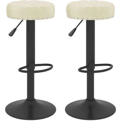 Vidaxl 391816 - Tabouret de bar - Velours crème, Réglable, Pivotant - Publicité Vidaxl 391816 - Tabouret de bar - Velours crème, Réglable, Pivotant - Publicité