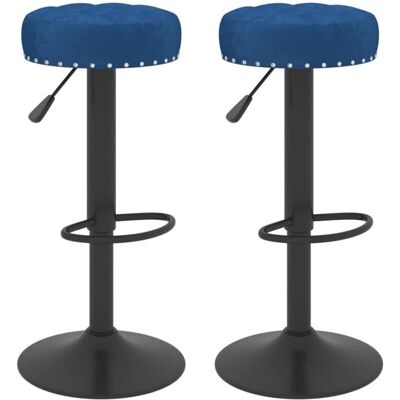 vidaXL Blaues Samtbarhocker-Set - 2 Stück vidaXL Blaues Samtbarhocker-Set - 2 Stück