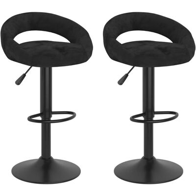 VidaXL Zwart Velvet Bar Stool - Verstelbaar, 360° Draaiend VidaXL Zwart Velvet Bar Stool - Verstelbaar, 360° Draaiend
