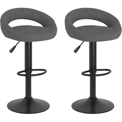 VidaXL 333270 Donkergrijze Fluwelen Verstelbare Barkruk - Bar Stool VidaXL 333270 Donkergrijze Fluwelen Verstelbare Barkruk - Bar Stool