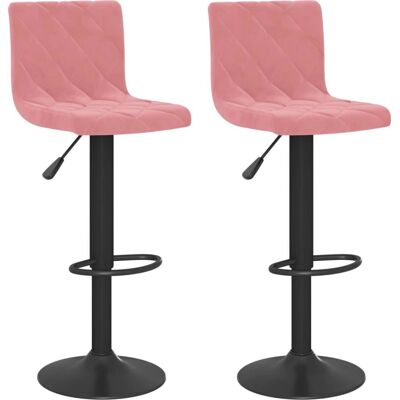 VidaXL Roze Fluweel Barkrukken - Draaibaar, In hoogte verstelbaar - 2 Stuks VidaXL Roze Fluweel Barkrukken - Draaibaar, In hoogte verstelbaar - 2 Stuks
