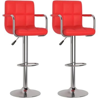 vidaXL Barstoelen Rood Kunstleer 2 stuks Verstelbaar Draaibaar vidaXL Barstoelen Rood Kunstleer 2 stuks Verstelbaar Draaibaar