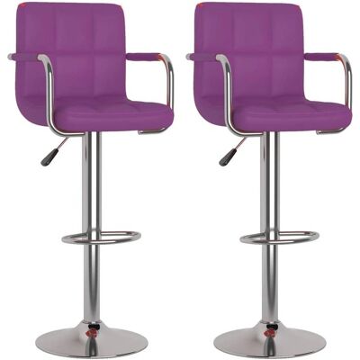 vidaXL Küchenhocker 2 Stück Lila Kunstleder Höhenverstellbar Drehbar vidaXL Küchenhocker 2 Stück Lila Kunstleder Höhenverstellbar Drehbar