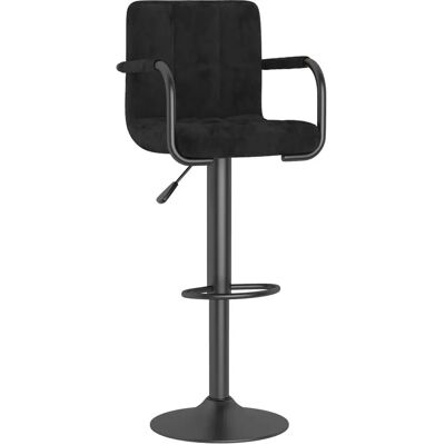 VidaXL Schwarzer Samt Barhocker - Höhenverstellbar Drehbar 360° - Stahlrahmen VidaXL Schwarzer Samt Barhocker - Höhenverstellbar Drehbar 360° - Stahlrahmen