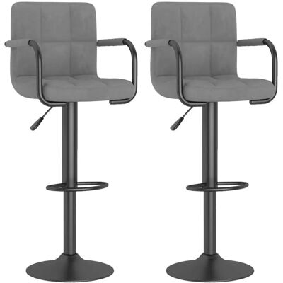 vidaXL Nova Hellgrau Samtvelours 2er Barhocker-Set vidaXL Nova Hellgrau Samtvelours 2er Barhocker-Set