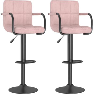 Maisonchic - Roze Fluwelen 2-stuks Barkrukken - Keuken Maisonchic - Roze Fluwelen 2-stuks Barkrukken - Keuken