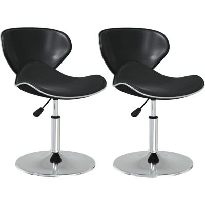 vidaXL Schwarze Kunstleder Drehstühle Set von 2 vidaXL Schwarze Kunstleder Drehstühle Set von 2