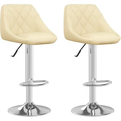 vidaXL Barhocker - Verstellbar Modern Creme Kunstleder 2 Stück vidaXL Barhocker - Verstellbar Modern Creme Kunstleder 2 Stück
