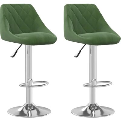 vidaXL Groene Fluwelen Verstelbare Draaibare Barkruk - Bar Stool vidaXL Groene Fluwelen Verstelbare Draaibare Barkruk - Bar Stool