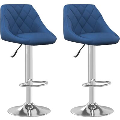 vidaXL Blauwe fluwelen barkruk - Draai 360° - Verstelbare hoogte - Set van 2 vidaXL Blauwe fluwelen barkruk - Draai 360° - Verstelbare hoogte - Set van 2