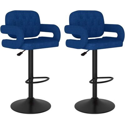 vidaXL 335621 verstellbarer blauer Stoff-Barhocker vidaXL 335621 verstellbarer blauer Stoff-Barhocker
