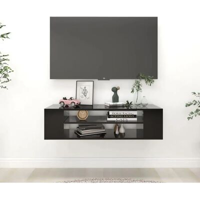 Meuble TV suspendu vidaXL - Noir, 100x30x26,5 cm, Bois d'ingénierie - Publicité Meuble TV suspendu vidaXL - Noir, 100x30x26,5 cm, Bois d'ingénierie - Publicité