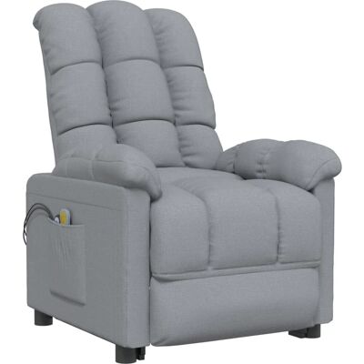 Fauteuil de Massage Électrique vidaXL - Reclinable, Tissu Gris Clair Fauteuil de Massage Électrique vidaXL - Reclinable, Tissu Gris Clair