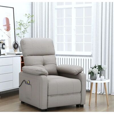 vidaXL Elektrische massagestoel - Taupe stof - Verstelbare relaxstoel vidaXL Elektrische massagestoel - Taupe stof - Verstelbare relaxstoel
