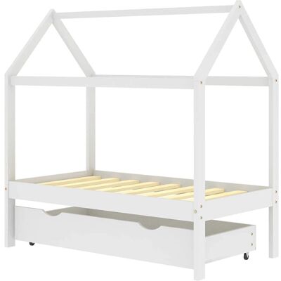 vidaXL Kinderbett Weiß - Holzrahmen mit Schublade 70x140cm vidaXL Kinderbett Weiß - Holzrahmen mit Schublade 70x140cm