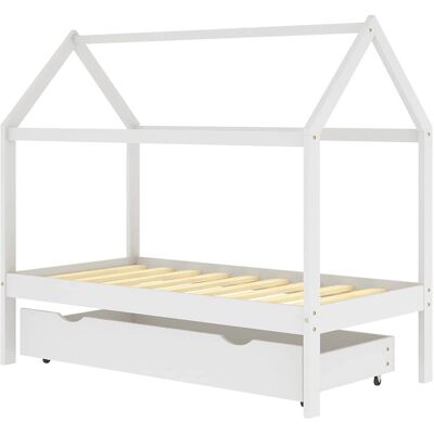vidaXL Kinderbett aus Weißem Holz mit Schublade vidaXL Kinderbett aus Weißem Holz mit Schublade