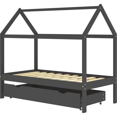 vidaXL Kinderbett mit Schublade - Grau Holz 80x160cm vidaXL Kinderbett mit Schublade - Grau Holz 80x160cm