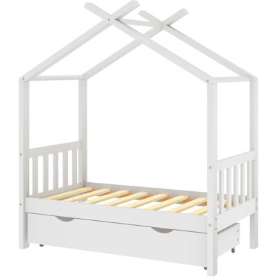 vidaXL Kinderbett Weiß Kiefernholz - Bett mit Schublade vidaXL Kinderbett Weiß Kiefernholz - Bett mit Schublade