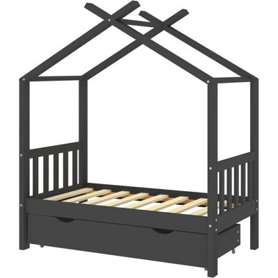 vidaXL Kinderbett Grau Holz - Kinderbett - 70x140cm vidaXL Kinderbett Grau Holz - Kinderbett - 70x140cm