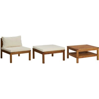 vidaXL Tuinbank Set - Witcrème - Acaciahout, Polyester vidaXL Tuinbank Set - Witcrème - Acaciahout, Polyester