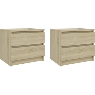 vidaXL Table de Nuit Chêne - Commode avec 2 tiroirs - Publicité vidaXL Table de Nuit Chêne - Commode avec 2 tiroirs - Publicité