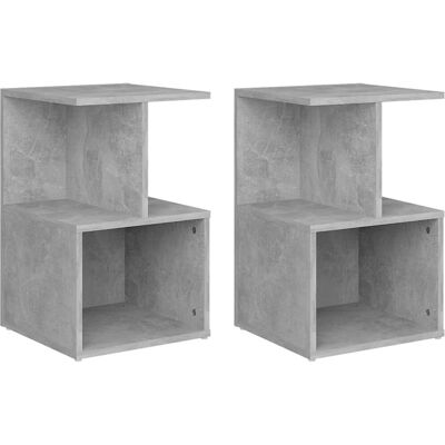 vidaXL Mesita de noche - Concreto - Diseño elegante con almacenamiento abierto - Mesita de noche vidaXL Mesita de noche - Concreto - Diseño elegante con almacenamiento abierto - Mesita de noche