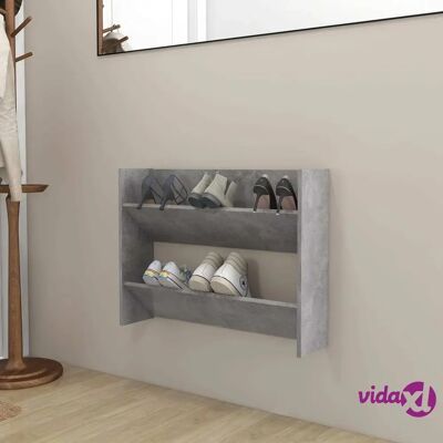 vidaXL Armoire à Chaussures Murale Gris Béton 80x18x60 cm Organisateur Mur - Publicité vidaXL Armoire à Chaussures Murale Gris Béton 80x18x60 cm Organisateur Mur - Publicité