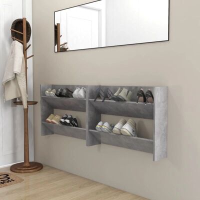 vidaXL Armarios de zapatos montados en la pared 2 pcs. Gris Cemento - Armarios de zapatos montados en la pared vidaXL Armarios de zapatos montados en la pared 2 pcs. Gris Cemento - Armarios de zapatos montados en la pared