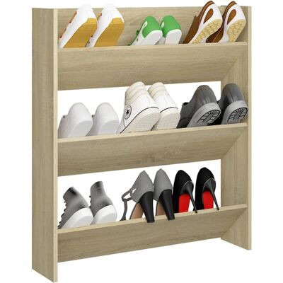 vidaXL Armoire à chaussures murale Sonoma Chêne 80x18x90 cm - Rangement à chaussures - Publicité vidaXL Armoire à chaussures murale Sonoma Chêne 80x18x90 cm - Rangement à chaussures - Publicité