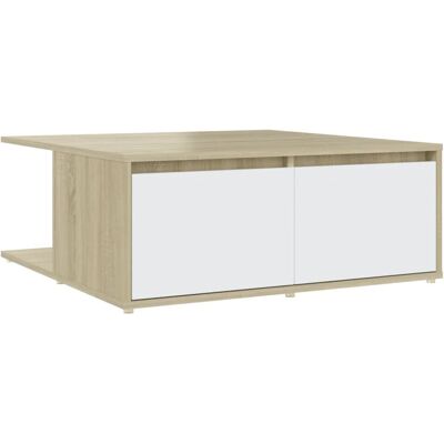 vidaXL Salontafel Wit Sonoma Eik - Bijzettafel vidaXL Salontafel Wit Sonoma Eik - Bijzettafel