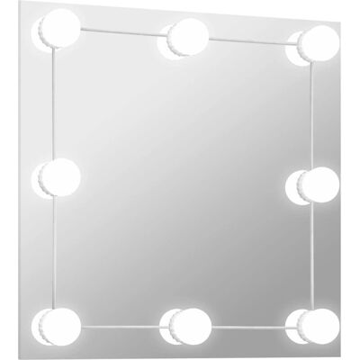 vidaXL Wandspiegel met LED-verlichting Vierkant glas - Wandspiegel vidaXL Wandspiegel met LED-verlichting Vierkant glas - Wandspiegel