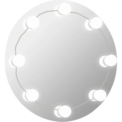 vidaXL Lustro na ścianę z LED - Okrągłe szkło vidaXL Lustro na ścianę z LED - Okrągłe szkło