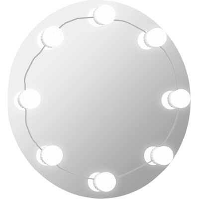 vidaXL Vægspiegel med LED-lys Rundt Glas vidaXL Vægspiegel med LED-lys Rundt Glas