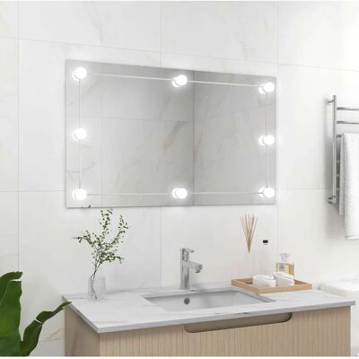 Miroir mural sans cadre vidaXL - Verre rectangulaire avec éclairage LED - Publicité Miroir mural sans cadre vidaXL - Verre rectangulaire avec éclairage LED - Publicité
