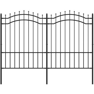 vidaXL Gartenzaun 190cm Schwarz Pulverbeschichtet Stahl - Gartenzaun vidaXL Gartenzaun 190cm Schwarz Pulverbeschichtet Stahl - Gartenzaun