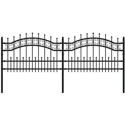 vidaXL Gartenzaun Schwarz Stahl Spitzendach 115cm - Gartenzaun vidaXL Gartenzaun Schwarz Stahl Spitzendach 115cm - Gartenzaun