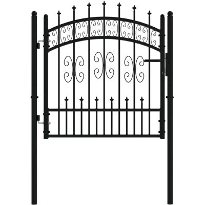 vidaXL Zauntor mit Spitzzapfen Schwarz - Metalltor - 103x150 cm vidaXL Zauntor mit Spitzzapfen Schwarz - Metalltor - 103x150 cm