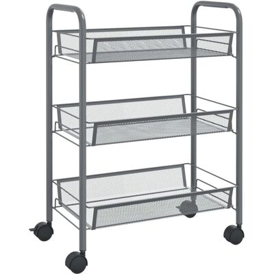 vidaXL 3-stöckiger Küchenwagen Grau Eisen Organizer - Küchenwagen vidaXL 3-stöckiger Küchenwagen Grau Eisen Organizer - Küchenwagen