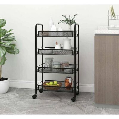 vidaXL 4-stufiger Küchentrolley Schwarz - Küchenwagen vidaXL 4-stufiger Küchentrolley Schwarz - Küchenwagen