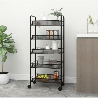 vidaXL 5-stöckiger Küchentrolley Schwarz Eisen Organiser Heim Bad Servierwagen vidaXL 5-stöckiger Küchentrolley Schwarz Eisen Organiser Heim Bad Servierwagen