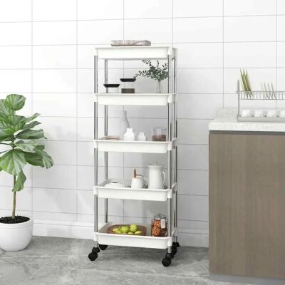 vidaXL Küchenwagen 5 Regale Weiß - Küchenwagen vidaXL Küchenwagen 5 Regale Weiß - Küchenwagen