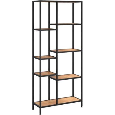 vidaXL Hellbraun und Schwarz 80x30x180 cm Stahl Bücherregal - Wohnzimmer vidaXL Hellbraun und Schwarz 80x30x180 cm Stahl Bücherregal - Wohnzimmer