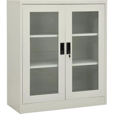 vidaXL Büroschrank Hellgrau Stahl - Aktenaufbewahrung - Mit Schloss - 90x40x105 cm vidaXL Büroschrank Hellgrau Stahl - Aktenaufbewahrung - Mit Schloss - 90x40x105 cm