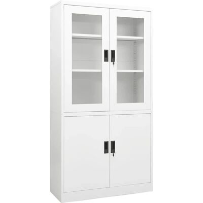 Armadio ufficio in acciaio bianco vidaXL - Mensole regolabili - Archiviazione sicura - Design moderno Armadio ufficio in acciaio bianco vidaXL - Mensole regolabili - Archiviazione sicura - Design moderno