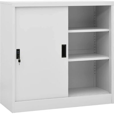 armoire de bureau vidaXL avec porte coulissante gris clair - Meubles de rangement - Publicité armoire de bureau vidaXL avec porte coulissante gris clair - Meubles de rangement - Publicité