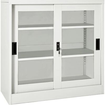 Armoire coulissante en acier gris clair vidaXL - Rangement de bureau - Publicité Armoire coulissante en acier gris clair vidaXL - Rangement de bureau - Publicité