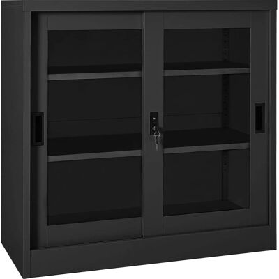 vidaXL Schiebetürenschrank Anthrazit Stahl Bürolager - Schrank vidaXL Schiebetürenschrank Anthrazit Stahl Bürolager - Schrank
