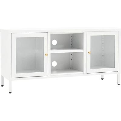 vidaXL Weißes Stahl- und Glaskabinett - TV-Schrank vidaXL Weißes Stahl- und Glaskabinett - TV-Schrank