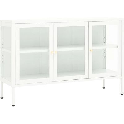 vidaXL Weiße Stahl- und Glaskonsole - Sideboard vidaXL Weiße Stahl- und Glaskonsole - Sideboard