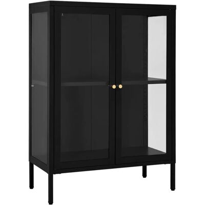 vidaXL 336070 Aparador de Acero y Vidrio Negro - Aparador vidaXL 336070 Aparador de Acero y Vidrio Negro - Aparador